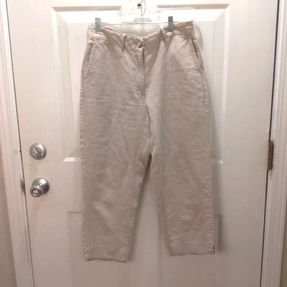 LLBean 💯 % Linen Cropped  Pants. Size 8 - Picture 2 of 8